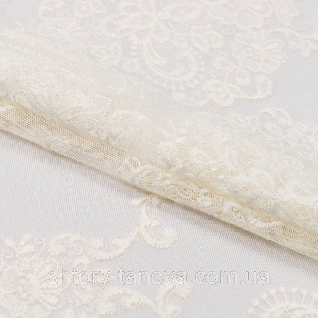 Тюль вишивка злата молочний купон, фото 1