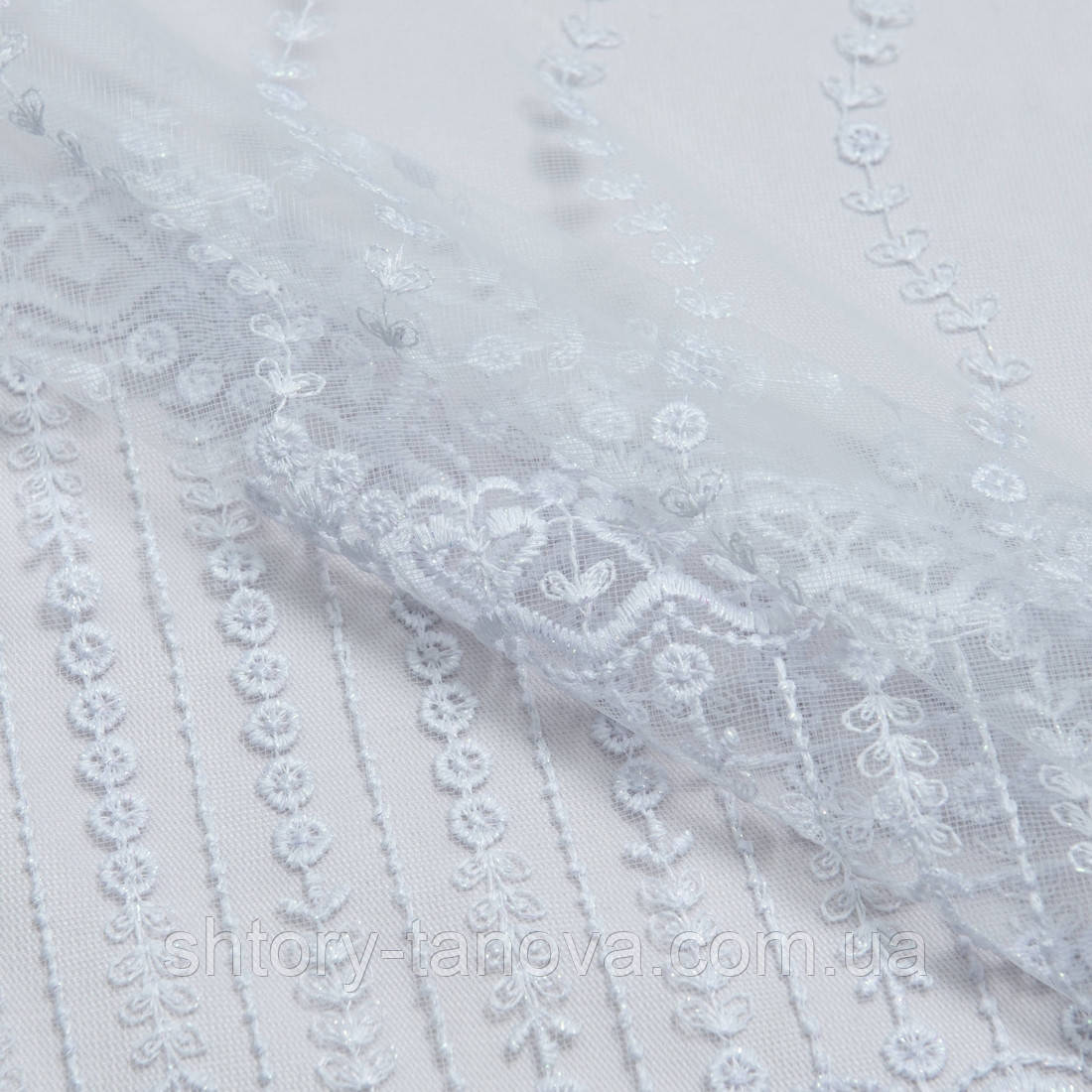 Тюль вишивка жозефіна білий, фото 1