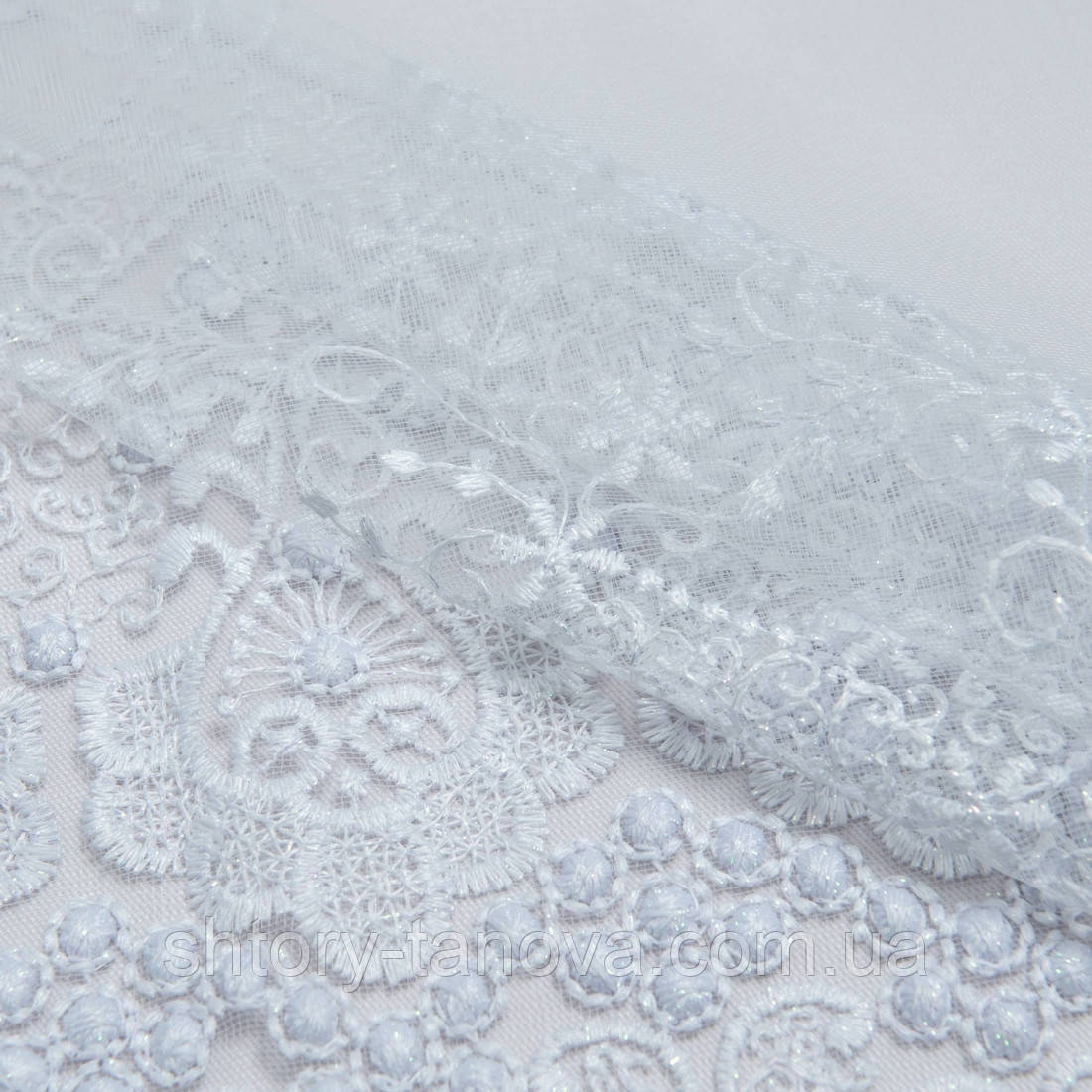 Тюль вишивка кредо білий,блиск см, фото 1
