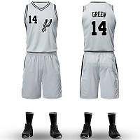 Серая форма Green №14 (майка+шорты) San Antonio Spurs