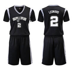Чорна форма Leonard No2 (футболка + шорти) San Antonio Spurs