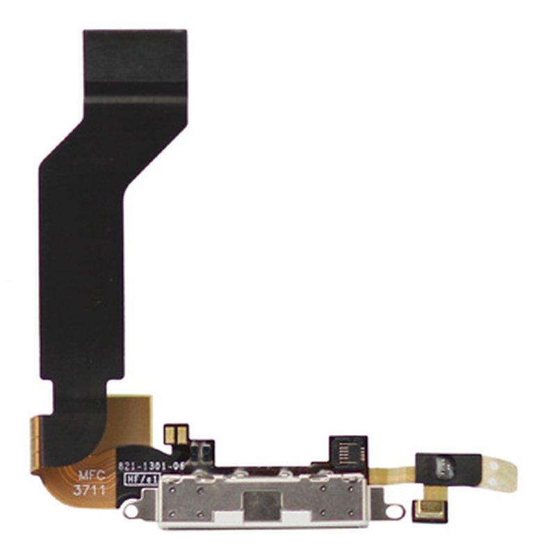 Шлейф для iPhone 4S с разъемом зарядки, цвет белый - фото 1 - id-p853383970