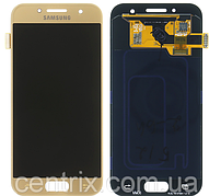 Дисплей (екран) для Samsung A320F Galaxy A3 (2017) + тачскрін, золотистий, Gold Sand, оригінал