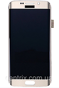 Дисплей (екран) для Samsung G925F Galaxy S6 Edge + тачскрін, золотистий, Gold Platinum, оригінал