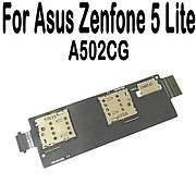 Роз'єм сім-карти (на платі) і карти пам'яті Asus ZenFone 5 Lite (A502CG) на шлейфі, на дві сім карти