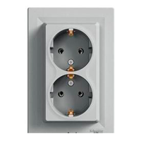 Розетка подвійна із заземленням Schneider Electric Asfora Алюміній EPH9900161