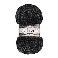 Alize SUPERLANA MEGAFIL (Суперлана Мегафіл) №600 чорний меланж (Пряжа, нитки для в'язання)