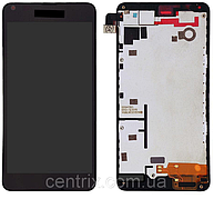 Дисплей (екран) для Microsoft 640 Lumia (RM-1077, 1073) + тачскрін, чорний, з передньою панеллю, оригінал