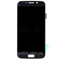 Дисплей (екран) для Samsung G925F Galaxy S6 Edge + тачскрін, колір синій, Black Sapphire, оригінал