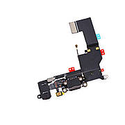 Шлейф для iPhone 5S, з роз'ємом зарядки, з коннектором навушників з мікрофоном, білий, оригінал
