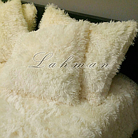 Чехол для подушки травка 50х70 см. | Декоративные пушистые наволочки для интерьера, цвет кремовый