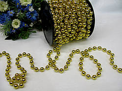 Декоративна стрічка з намистинами на нитці 5 мм золото