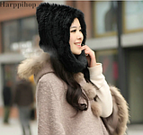 Жіночий капор з хутра кролика сірий, фото 4