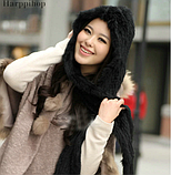 Жіночий капор з хутра кролика сірий, фото 3