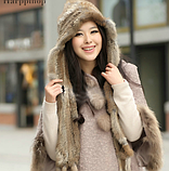 Жіночий капор з хутра кролика сірий, фото 6