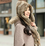 Жіночий капор з хутра кролика сірий, фото 7