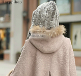 Жіночий капор з хутра кролика сірий, фото 2