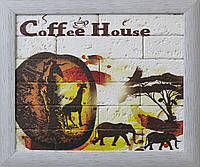 Картина постер на гипсовом кирпиче "Coffee House" 43смх36см