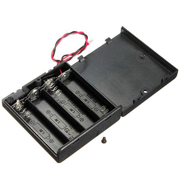 Бокс для 4 x AA = 6V Кейс на 4 батарейки з кришкою і вимикачем