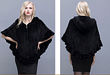 Великий розмір. Норкова жилетка, шаль кажан, пончо жилети з норки чорна, фото 3