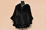 Великий розмір. Норкова жилетка, шаль кажан, пончо жилети з норки чорна, фото 7