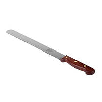 Нож слайсер для мяса 30 см с деревянной ручкой зубчатый