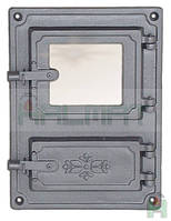 Дверки чугунные Halmat DPK8 375X275 со стеклом. Дверцы для печи и барбекю