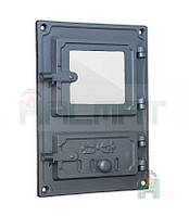 Дверцята чавунні Halmat DPK8R 375X275 зі склом. Дверцята для печі та барбекю