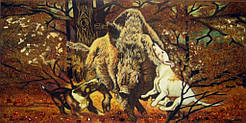 Картина з бурштину - панно Полювання ( Картина з бурштину - панно ) ПН-3