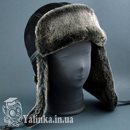 Шапка-вушанка "Елегант" овчина натуральне хутро замш, фото 2