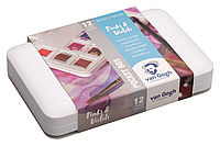 Набор акварельных красок VAN GOGH Pocket box PINKS & VIOLETS, 12 кювет+кисточка, пластик, Royal Talens