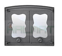 Дверки чугунные Halmat BATUMI 440X380 со стеклом. Дверцы для печи и барбекю