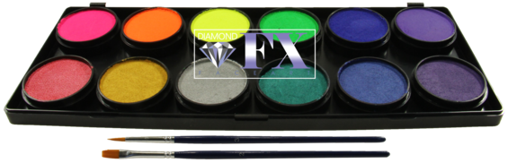 Палітра аквагрим Diamond FX 12 x 10 g NEON + METALLIC