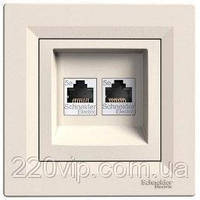 Розетка комп'ютерна RJ45 cat6 UTP подвійна Schneider Electric Asfora Слонова кістка EPH4800123