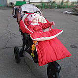 Зимовий коричневий конверт-чохол на хутрі у коляску та санки (3 в 1), фото 8