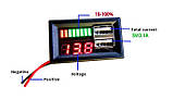 2Usb + Вольтметр с индикатором заряда аккумулятора Красный, фото 5
