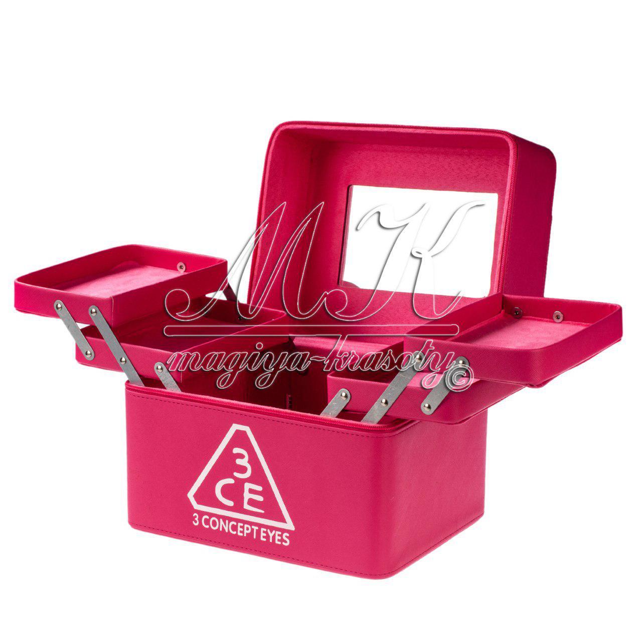 Кейс із висувними поличками для зберігання косметики, біжутерії, малиновий