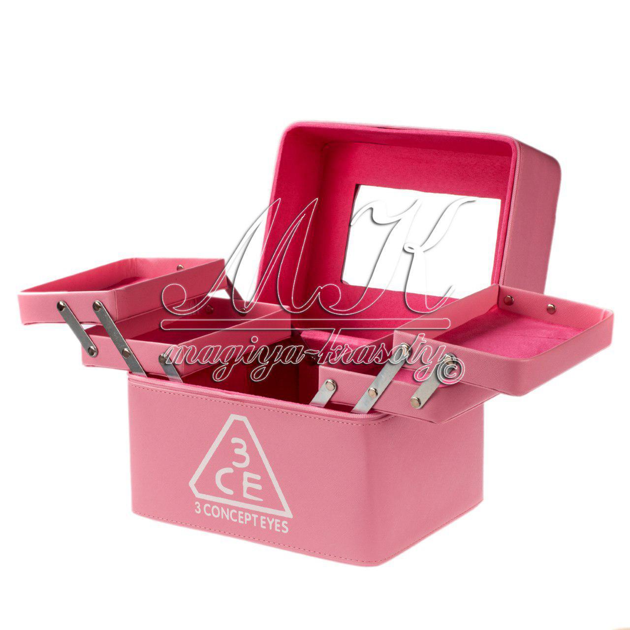 Кейс із висувними поличками для зберігання косметики, біжутерії, рожевий