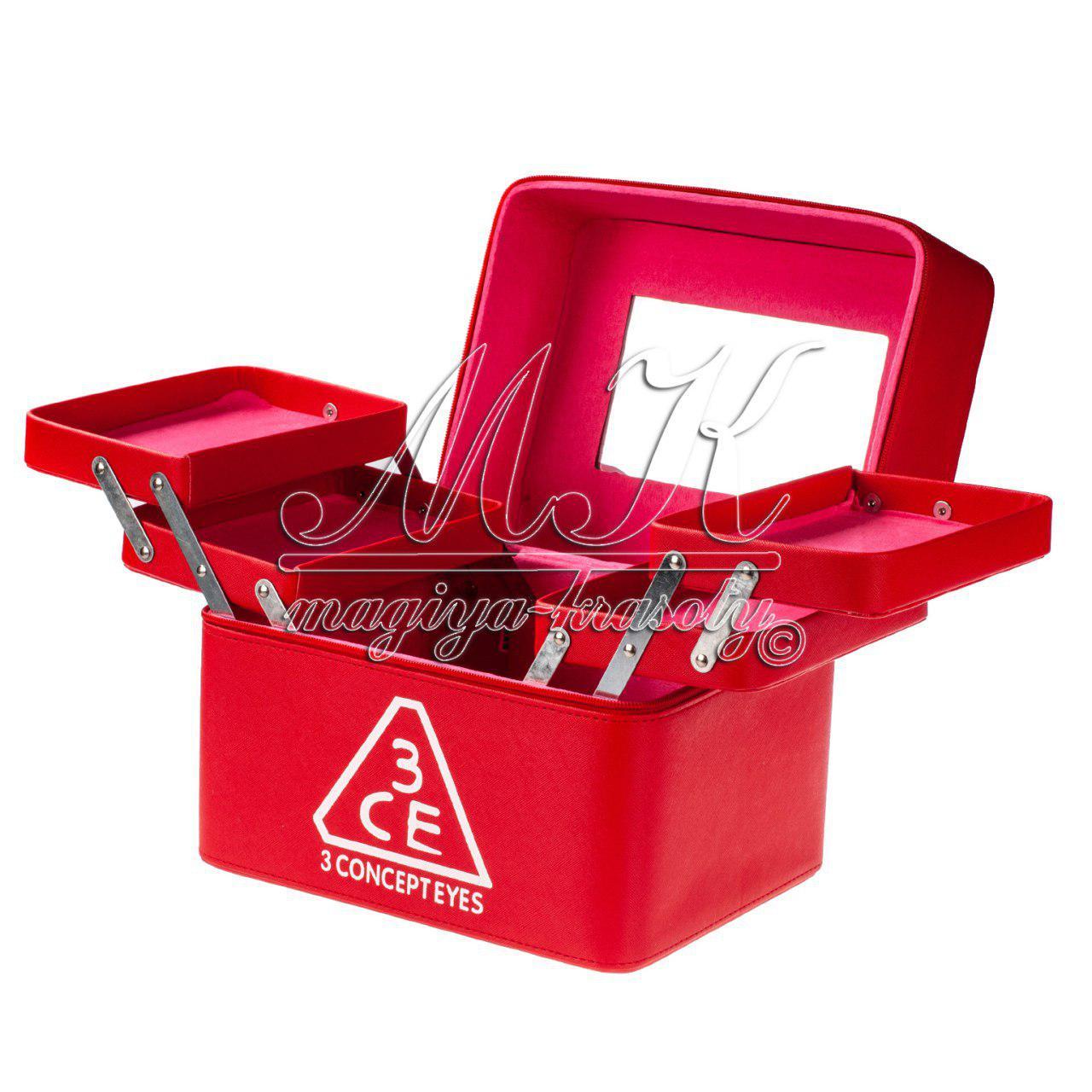 Кейс із висувними поличками для зберігання косметики, біжутерії, червоний