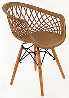 Кресло Viko бежевый 06, модное дизайнерское кресло Eames на буковых ножках