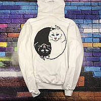 Толстовка белая "RipNDip black and white" | худи рипндип | кенгурушка