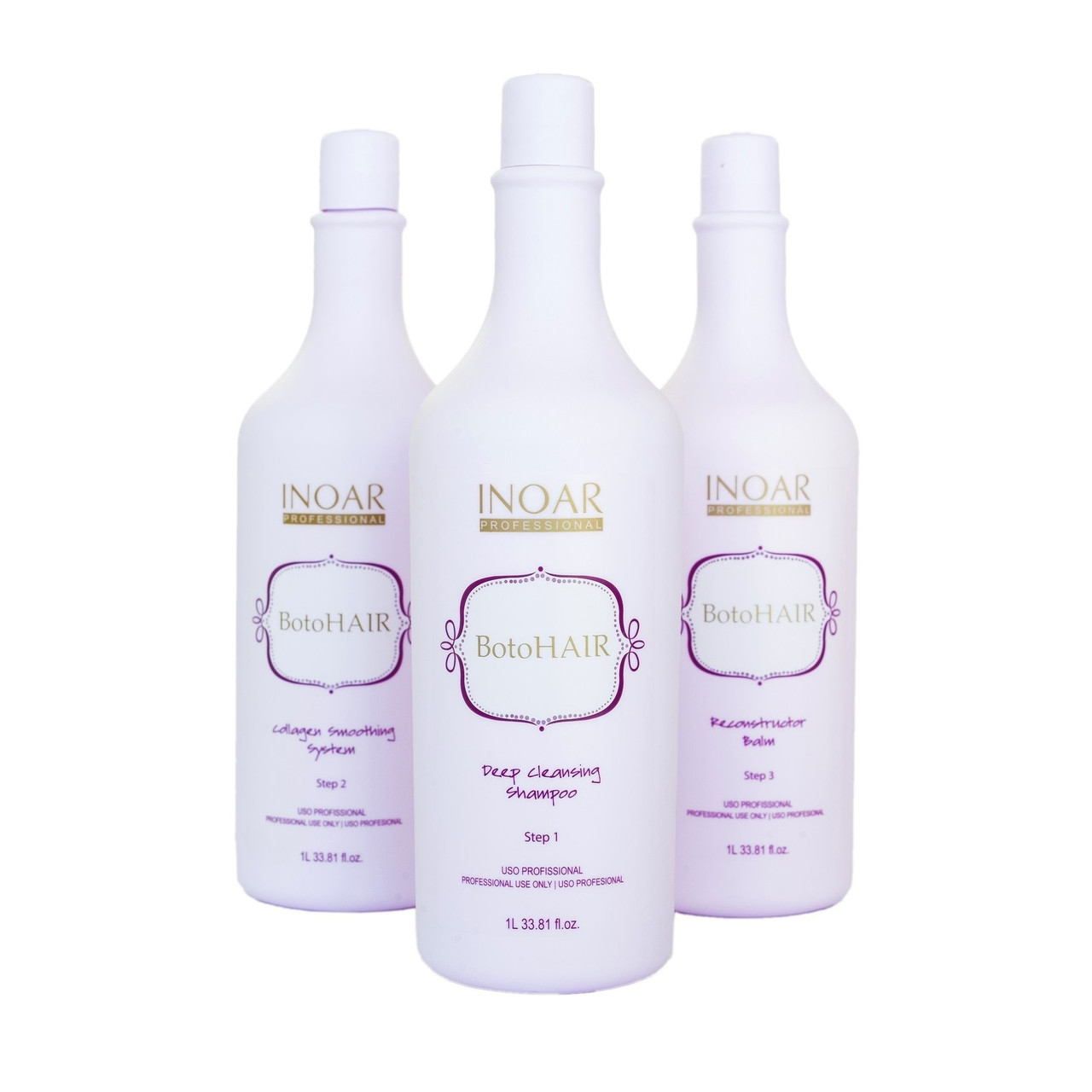 Ботекс для волосся набір Inoar BotoHair 1000 ml (shmp/1000ml + collagen/1000ml + balm/1000ml)