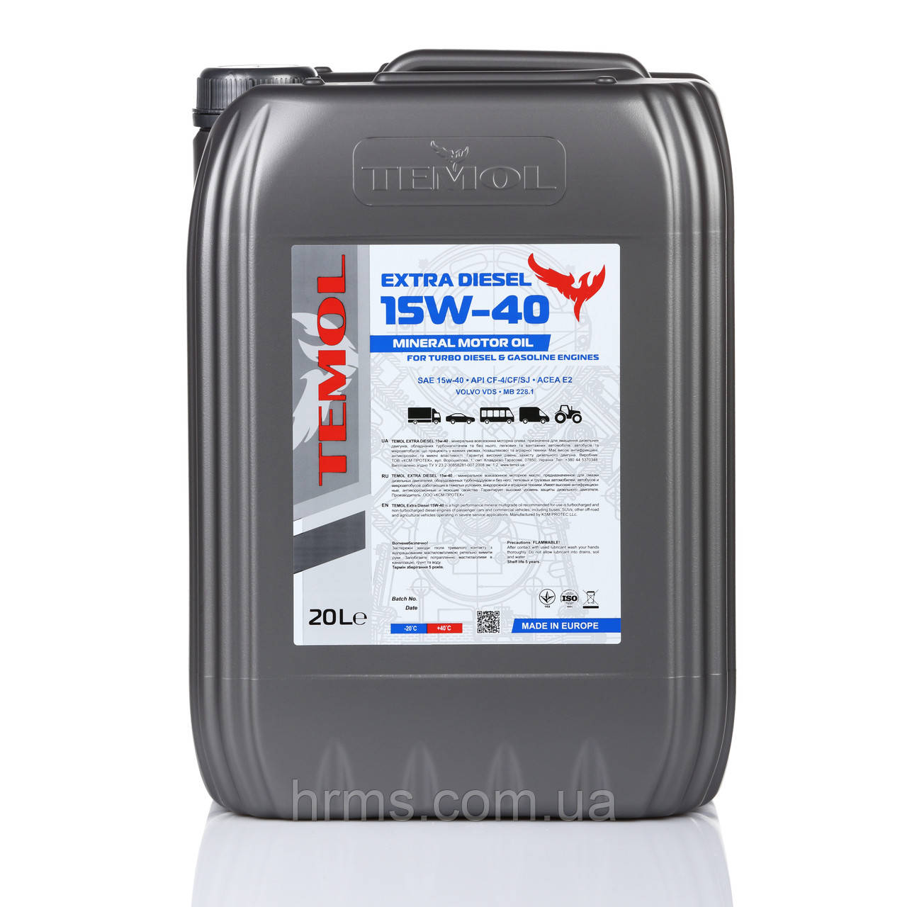 Масло моторне TEMOL EXTRA DIESEL 15W-40 CF-4 каністра 20 л