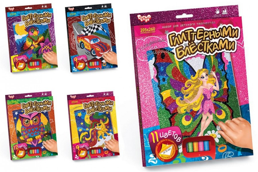Набір для творчості — Розмальовка глітерними блисками за номерами мінім Danko Toys