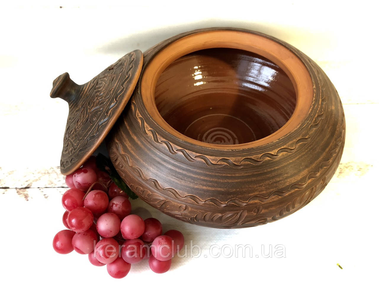 Супник ручної роботи з червоної глини 3 л, фото 1