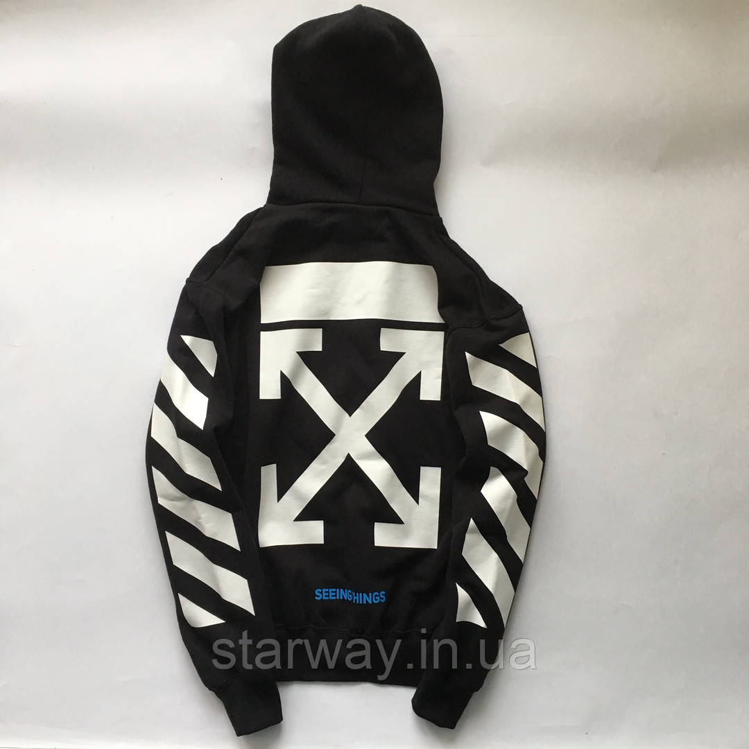 Чорне худі | толстовка off white seeing things