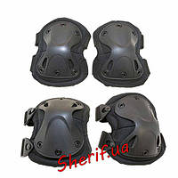 Наколінники+налокітники військові тактичні X-TAK Black