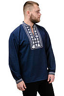 Мужская вышиванка сорочка темно-синяя