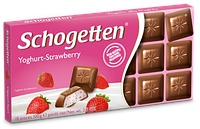 Качественный немецкий молочный шоколад Schogetten Yoghurt-Strawnberry с начинкой йогурт-клубника, 100г
