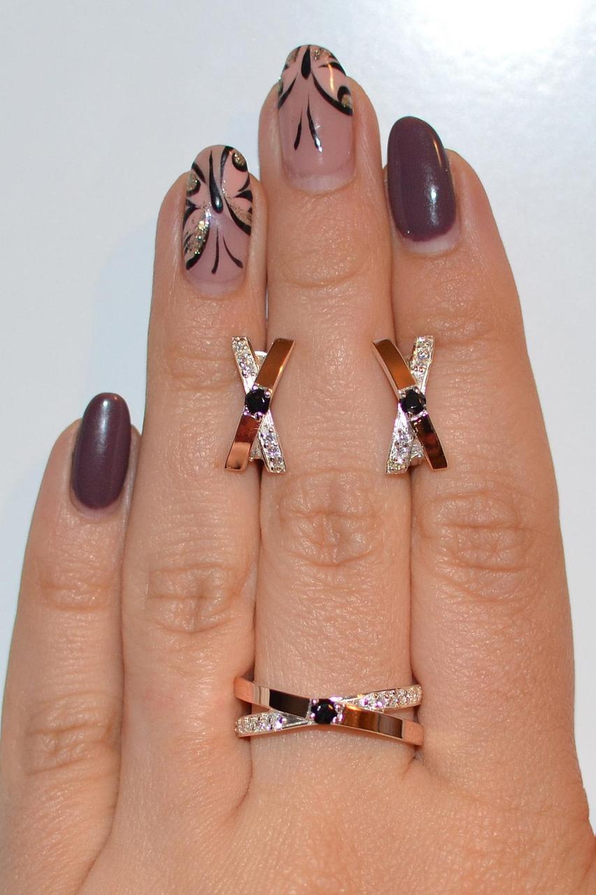 Срібний набір з золотими вставками, фото 1